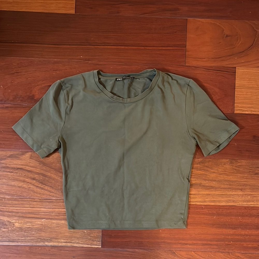 Zara Army Green Crop Top